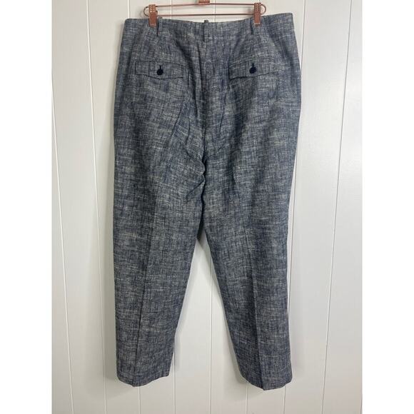 Talbots Heritage Blue Linen/Cotton Blend Cropped Flat Front Pants Size 14 - Picture 7 of 8